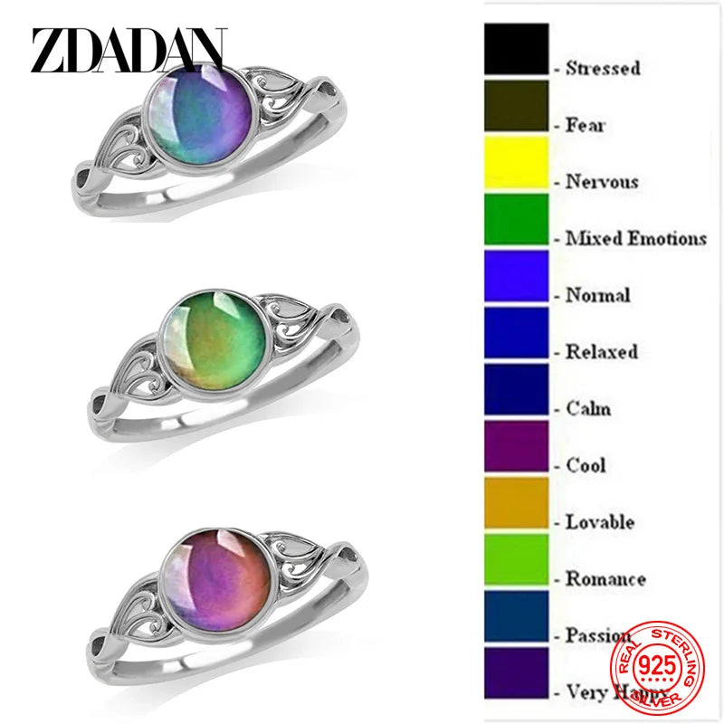 Silver Oval Mood Temperature Change Ring Charm