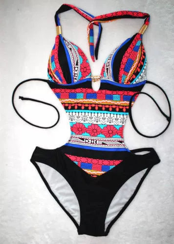 Retro Printed Women's One-Piece Swimsuit Retro Print Women's One-Piece Swimming Suit
