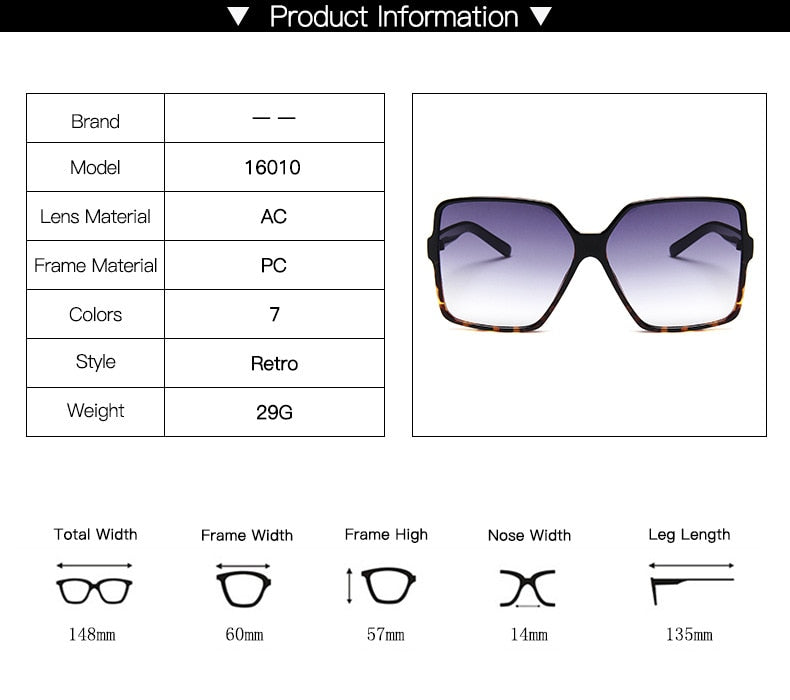 Women Oversize Gradient Sunglasses