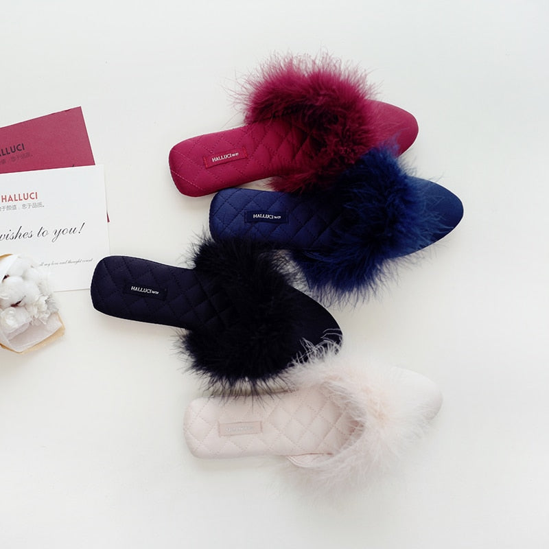 Lovely Women Flip Flop Pointed Toe Home Soft Slippers