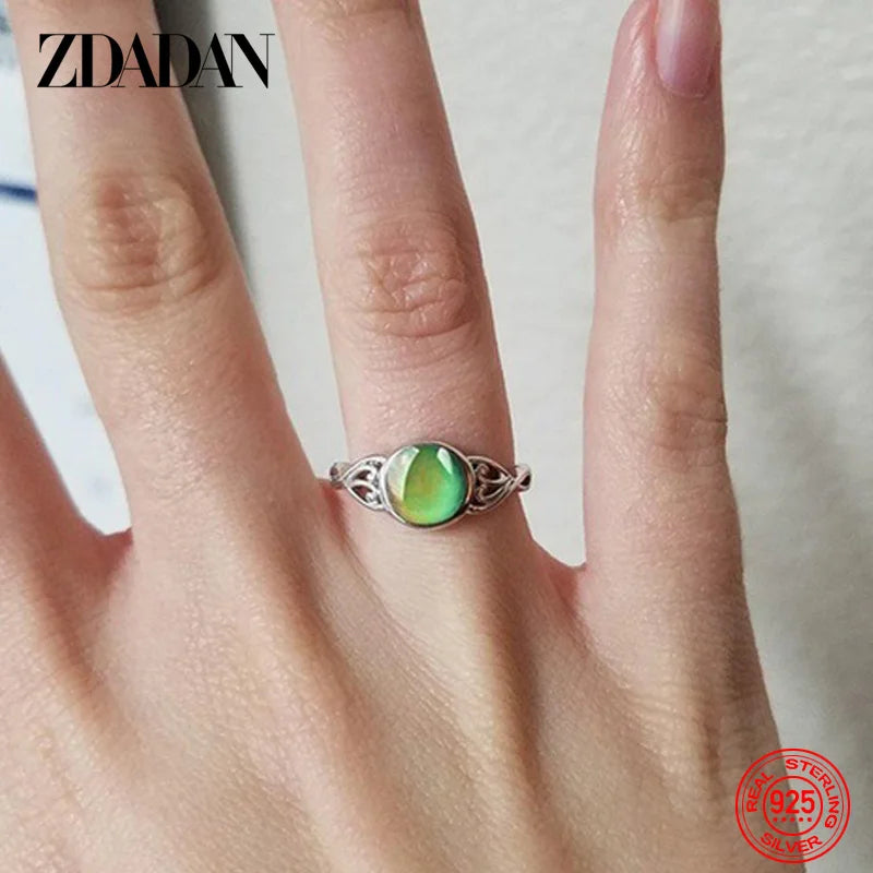 Silver Oval Mood Temperature Change Ring Charm