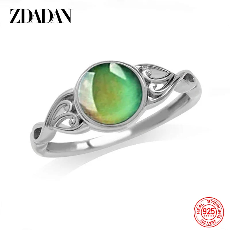 Silver Oval Mood Temperature Change Ring Charm