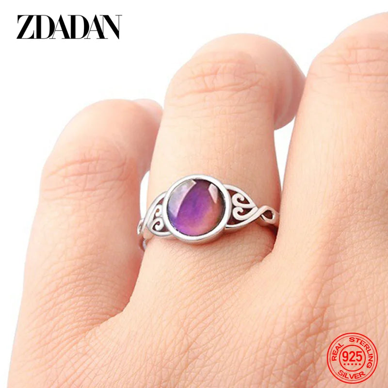 Silver Oval Mood Temperature Change Ring Charm