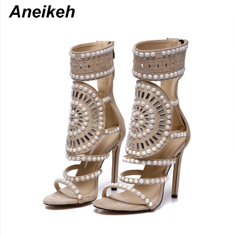 Women Fashion Open Toe Rhinestone Design High Heel Sandals
