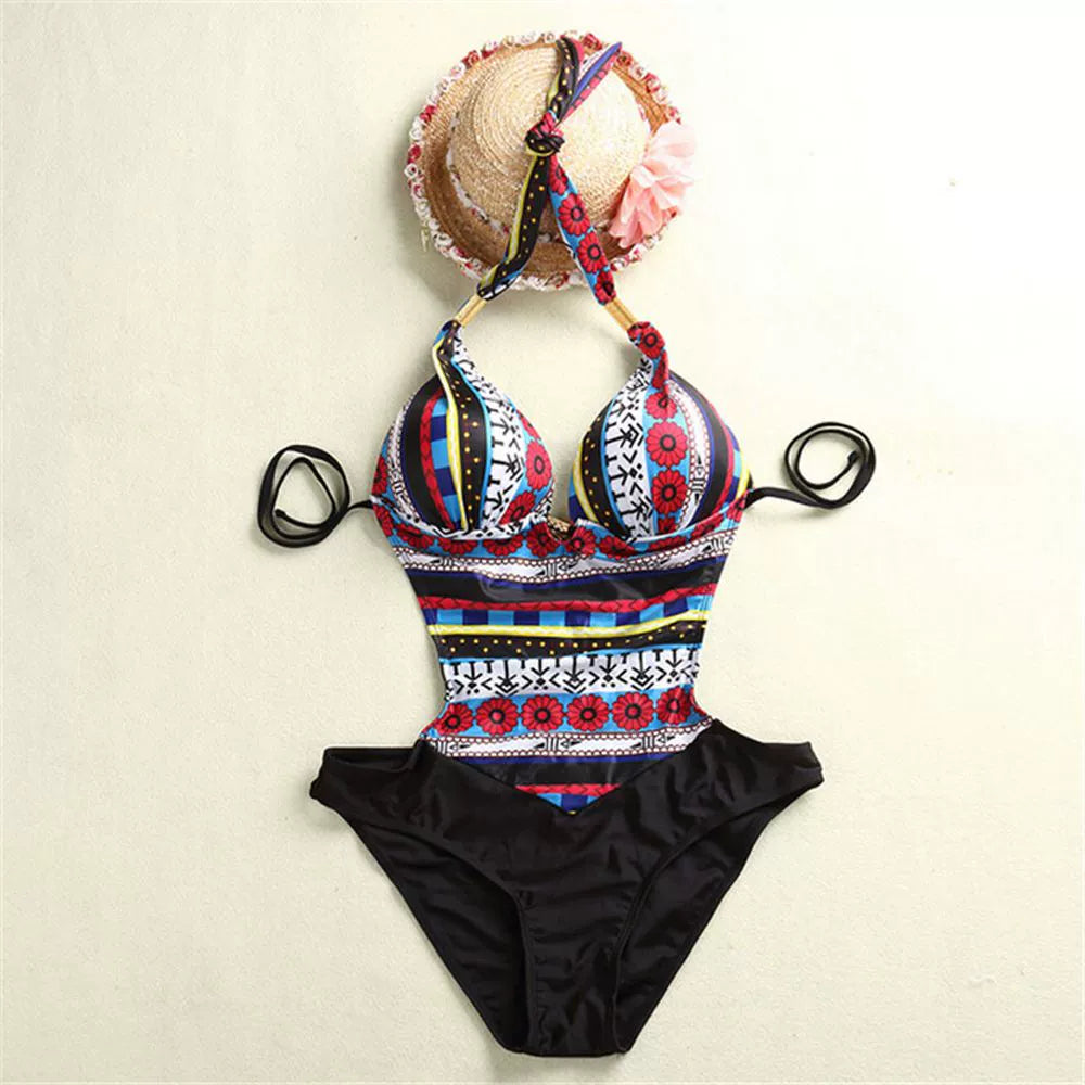 Retro Printed Women's One-Piece Swimsuit Retro Print Women's One-Piece Swimming Suit