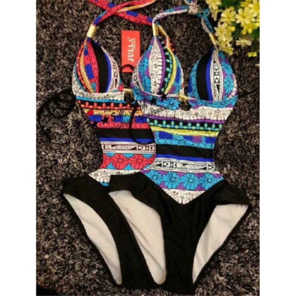 Retro Printed Women's One-Piece Swimsuit Retro Print Women's One-Piece Swimming Suit