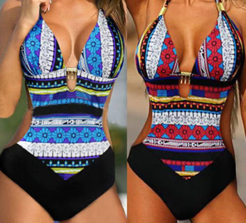 Retro Printed Women's One-Piece Swimsuit Retro Print Women's One-Piece Swimming Suit