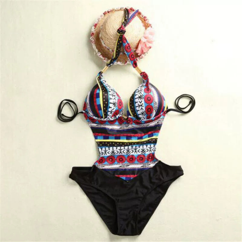 Retro Printed Women's One-Piece Swimsuit Retro Print Women's One-Piece Swimming Suit
