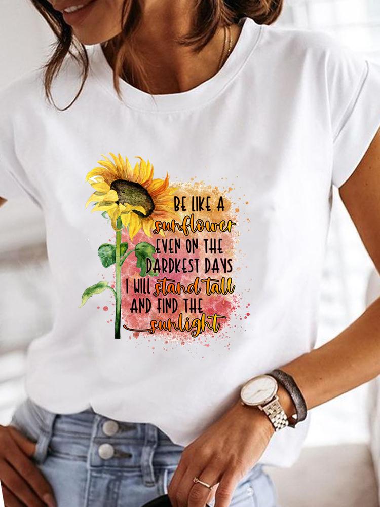 Clothes Ladies Casual T-shirts Letter 90s Trend