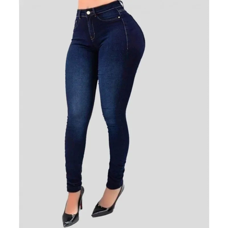 Slim Skinny Denim Pants Pockets Streetwear High Waist Pencil Jeans