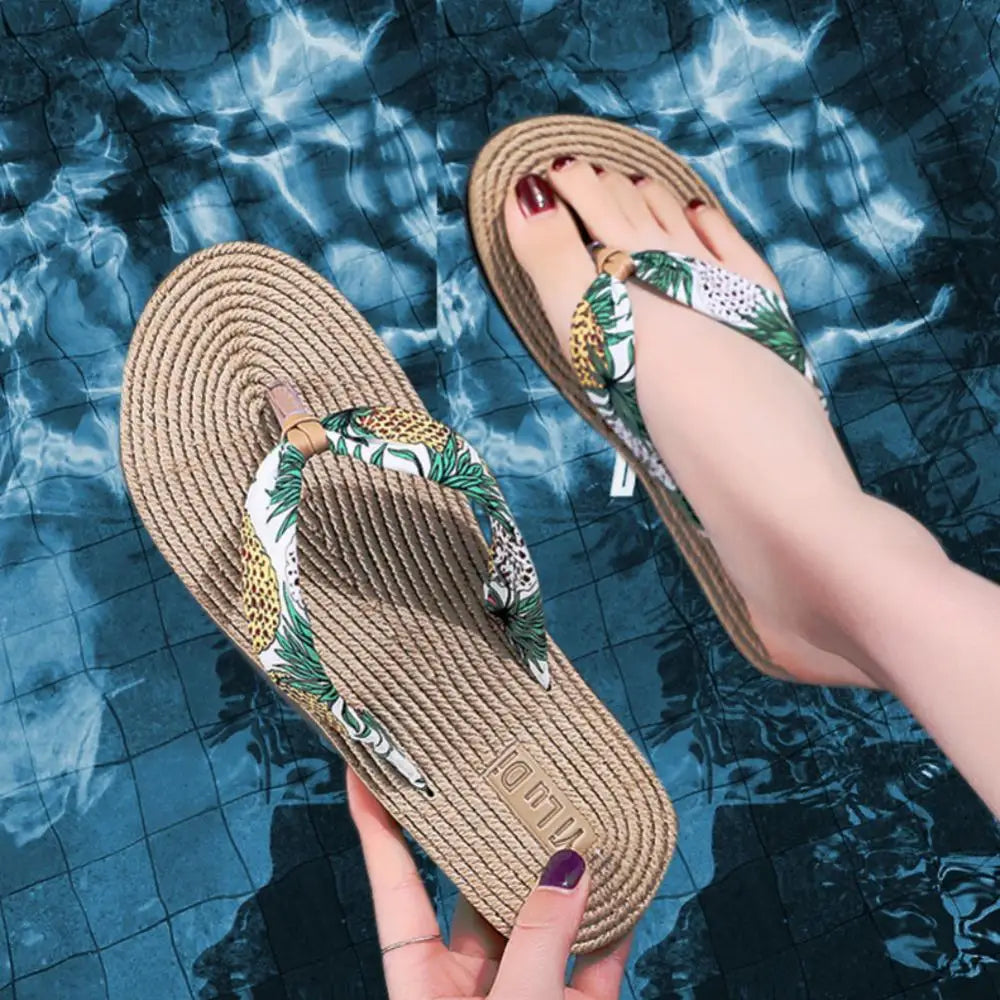 Summer Sandals Anti-slip Flip Flops Floral Beach Thongs Slippers
