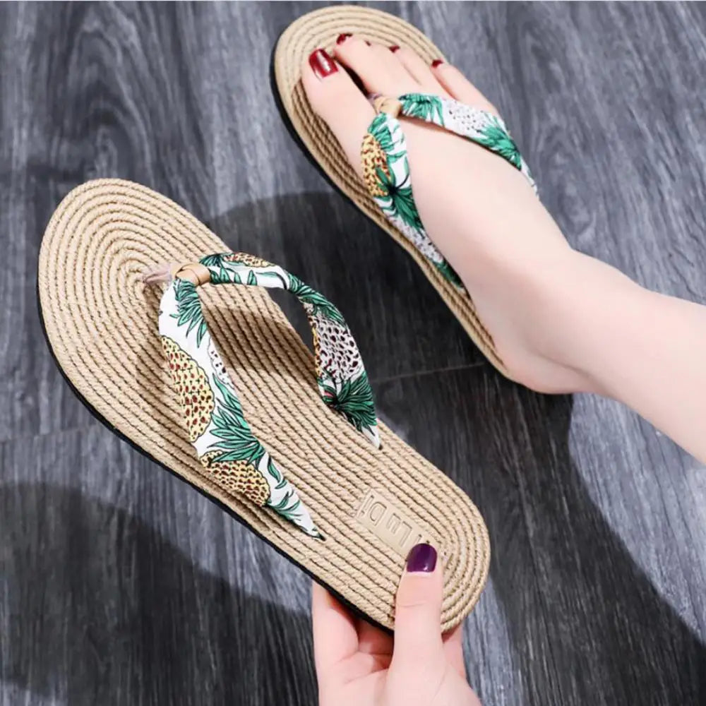 Summer Sandals Anti-slip Flip Flops Floral Beach Thongs Slippers