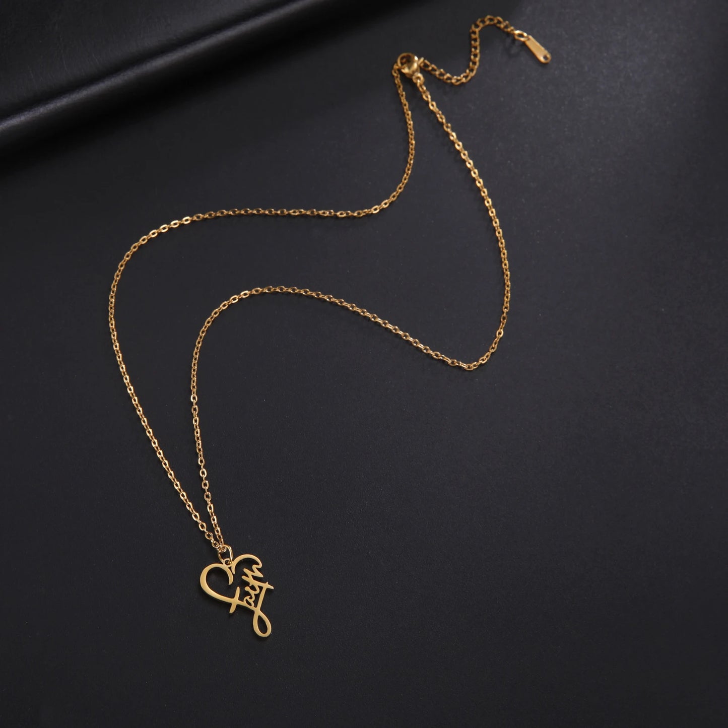 Unift Christian Faith Heart Necklace Stainless Steel