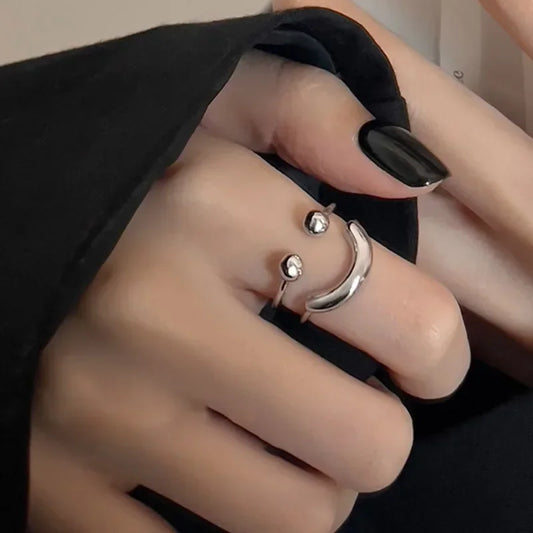 Silver Color Smile Shape Ring for Women