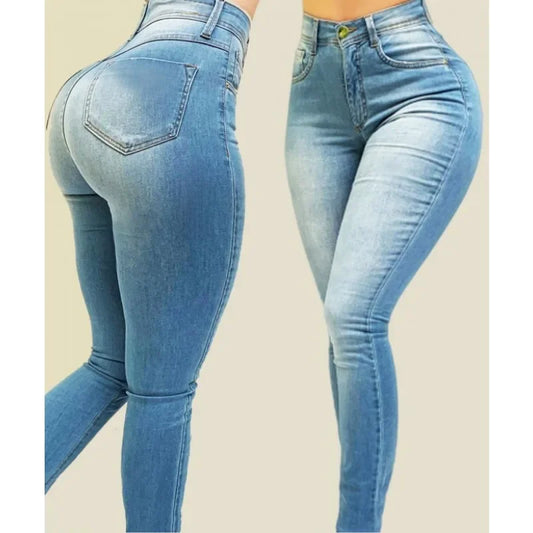 Slim Skinny Denim Pants Pockets Streetwear High Waist Pencil Jeans