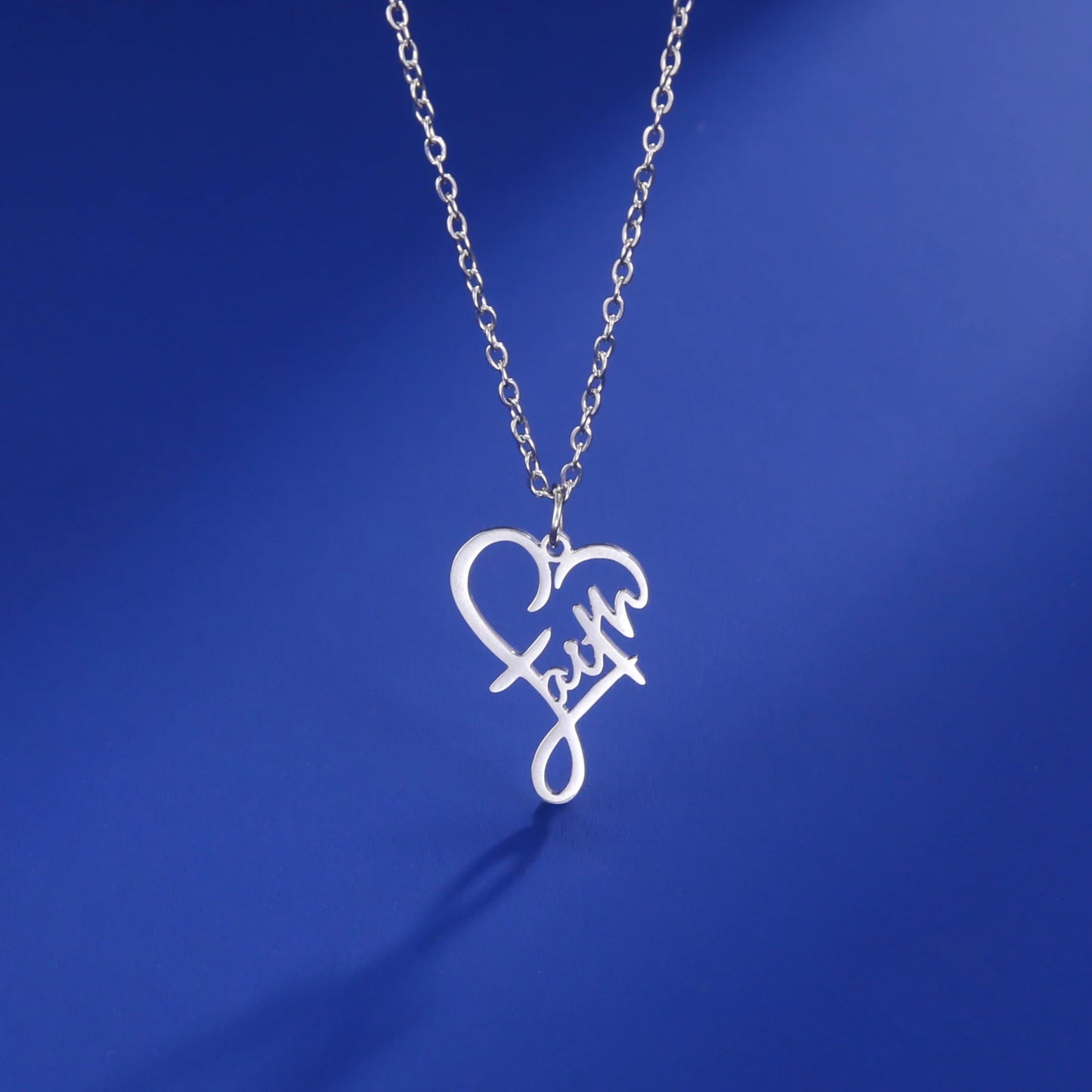 Unift Christian Faith Heart Necklace Stainless Steel