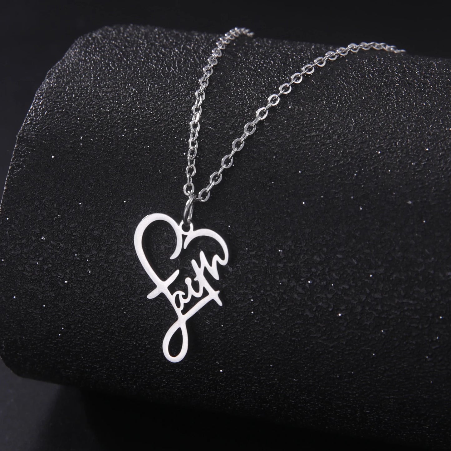 Unift Christian Faith Heart Necklace Stainless Steel
