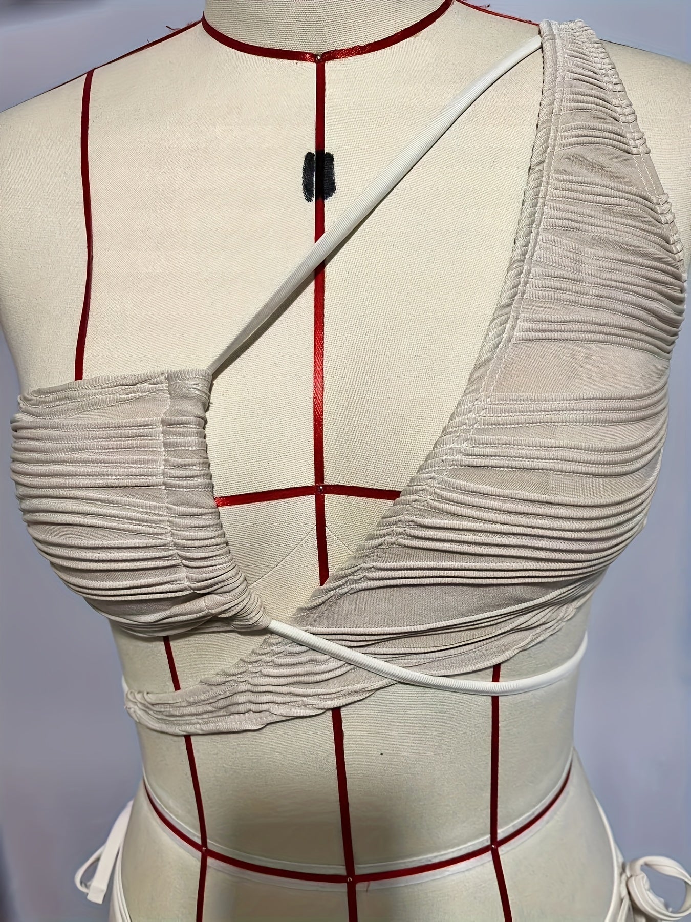 Asymmetric One Shoulder Criss Cross 2 Piece Set Bikini, Bow Tie Ruched Fabric Tie Back Swimsuits, Women's Swimwear & Clothing