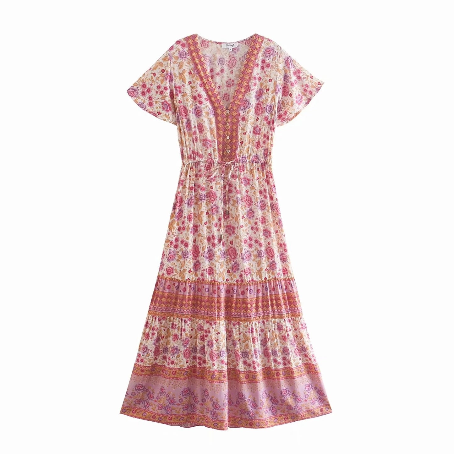 Floral Printed Maxi Dress Vintage Boho